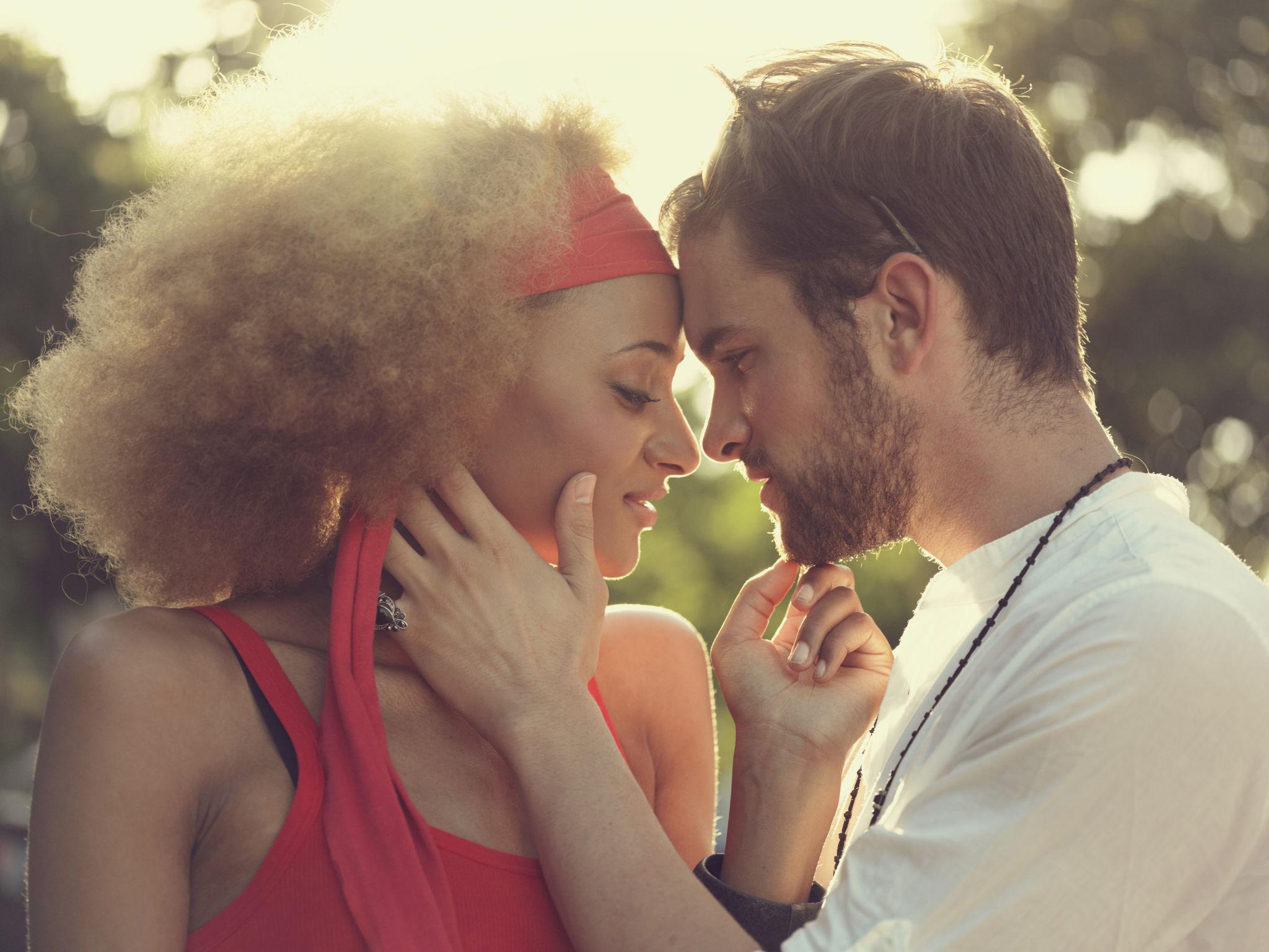 Couple in love moment